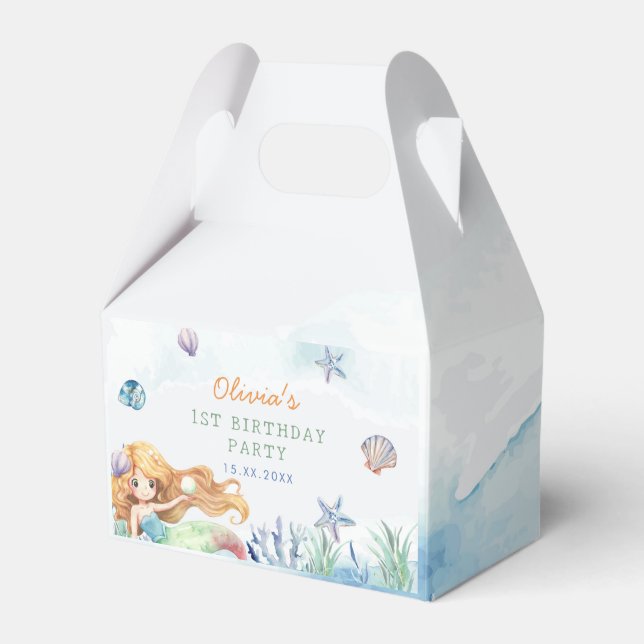 Mermaid 1st Birthday Under The Sea Party  Favor Box (Front Side)
