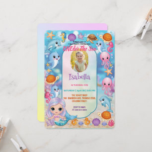 Mermaid 1st Party Photo under the sea birthday Invitation