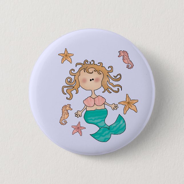 Mermaid 2 Inch Round Button (Front)