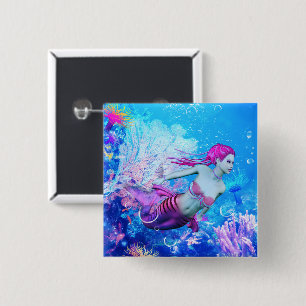 Mermaid 2 Inch Square Button