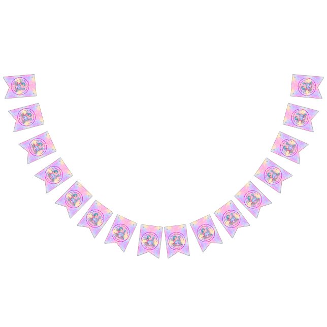 Mermaid 2nd Birthday Change Edit Text Personalize  Bunting Flags (All)