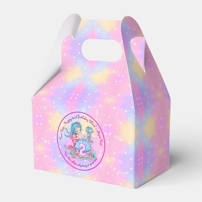 Mermaid 2nd Birthday Change Edit Text Personalize Favor Box (Front Side)