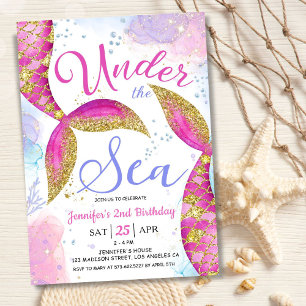 Mermaid 2nd Birthday Party Invite Under the Sea