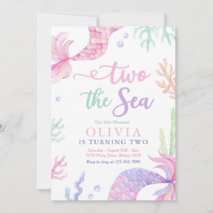 Mermaid 2nd Birthday Party Two The Sea Invitation