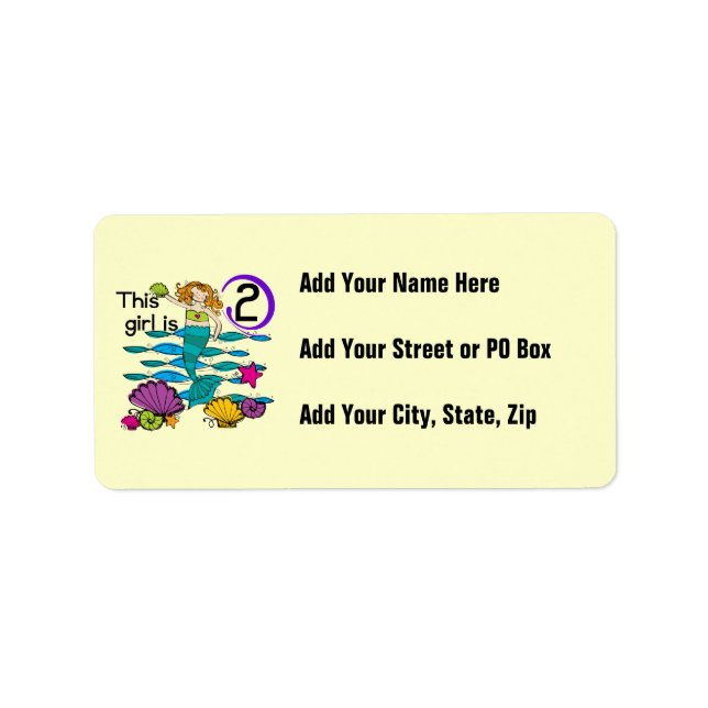 Mermaid 2nd Birthday Tshirts and Gifts Label (Front)