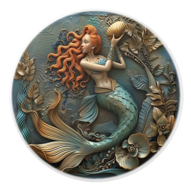 Mermaid 3D Effect Ceramic Knob (Front)