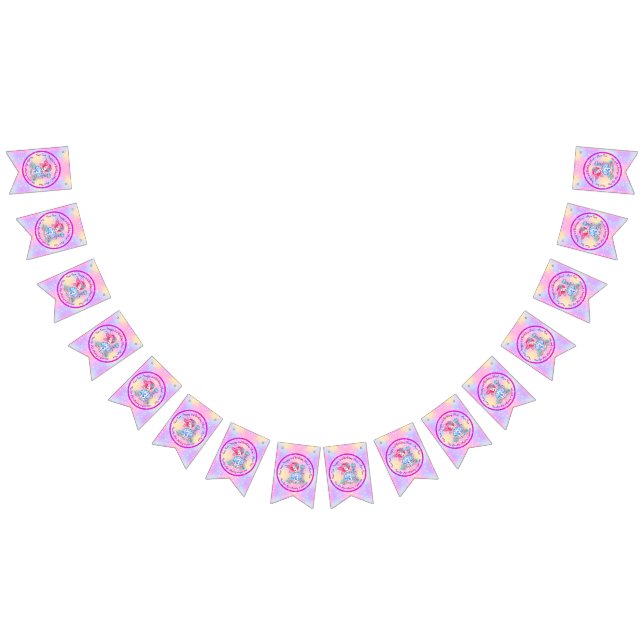 Mermaid 3rd Birthday Change Edit Text Personalize Bunting Flags (All)