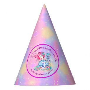 Mermaid 3rd Birthday Change Edit Text Personalize  Party Hat