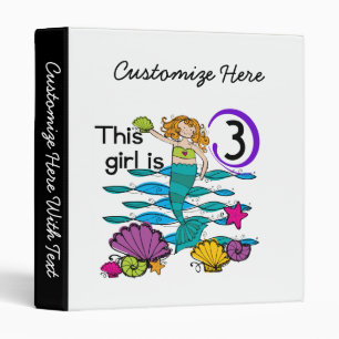 Mermaid 3rd Birthday T shirts and Gifts Binder