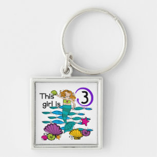 Mermaid 3rd Birthday T shirts and Gifts Keychain
