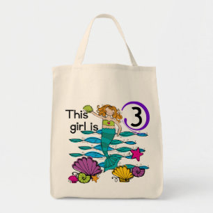 Mermaid 3rd Birthday T shirts and Gifts Tote Bag