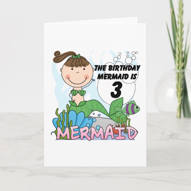 Mermaid 3rd Birthday Tshirts and Gifts Card (Front)