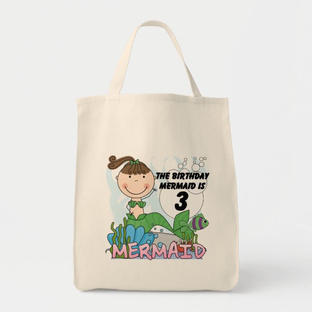 Mermaid 3rd Birthday Tshirts and Gifts Tote Bag (Front)