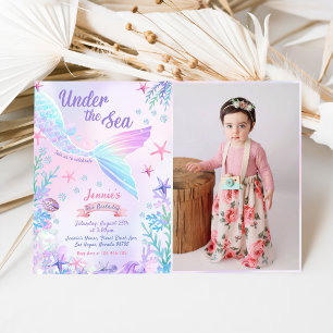 Mermaid 3rd Birthday Under The Sea Party Photo Invitation