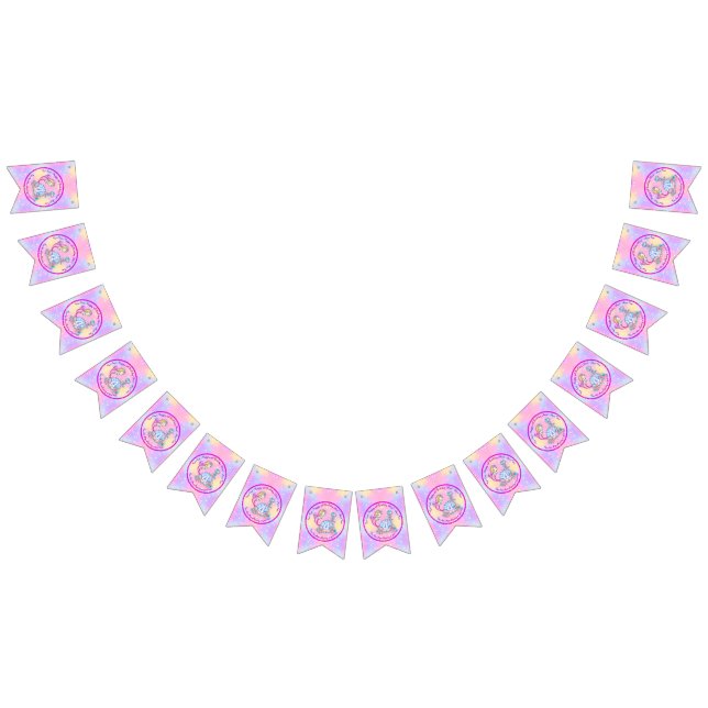 Mermaid 4th Birthday Change Edit Text Personalize  Bunting Flags (All)