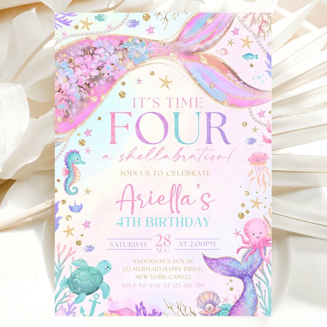 Mermaid 4Th Birthday Invitation (Creator Uploaded)