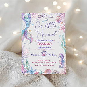 Mermaid 4Th Birthday Invitation