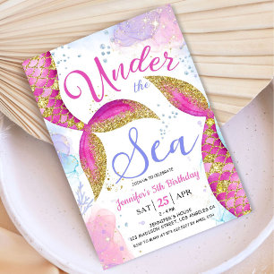 Mermaid 5th Birthday Party Girl Under the Sea Invitation