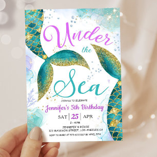 Mermaid 5th Birthday Party Invite Under the Sea