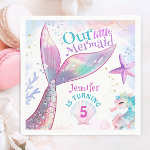 Mermaid 5th Birthday Under The Sea Pink Mermaid Napkin