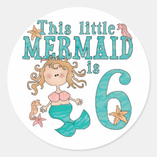 Mermaid 6th Birthday Classic Round Sticker