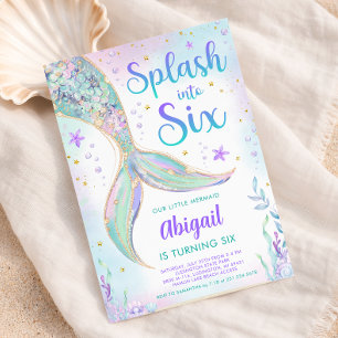 Mermaid 6th Birthday Party Invitation