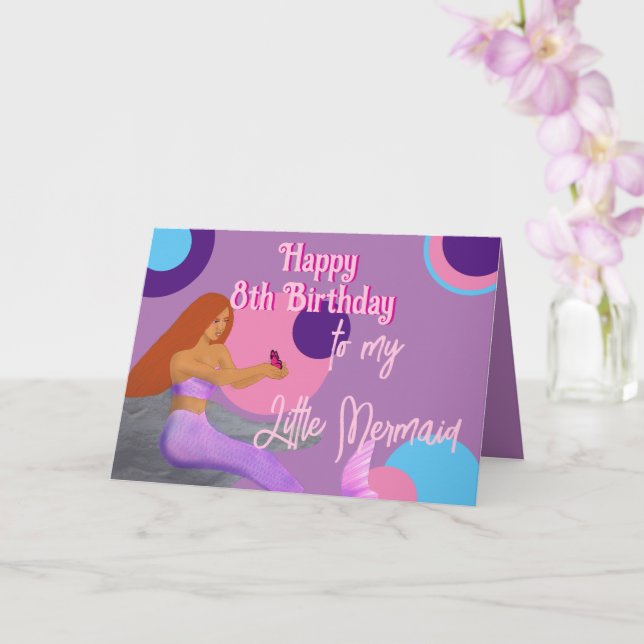 Mermaid 8th Birthday Card for Daughter (Orchid)