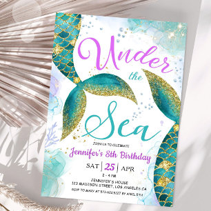 Mermaid 8th Birthday Party Invite Under the Sea