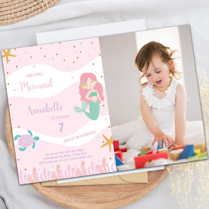 Mermaid à queue verte Invitation d'anniversaire av