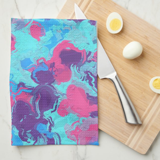 Mermaid Abstract Splatter Kitchen Towel (Quarter Fold)