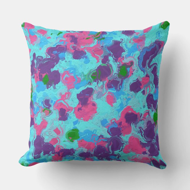 Mermaid Abstract Splatter Throw Pillow (Front)