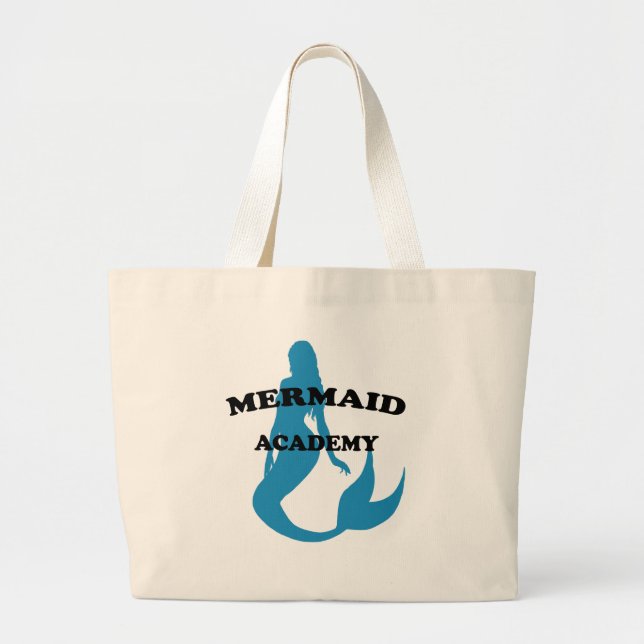 Mermaid Academy with Silhouette Large Tote Bag (Front)