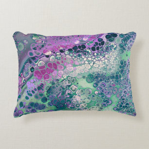 Mermaid Acrylic Pour, Cool Colourful Abstract Accent Pillow
