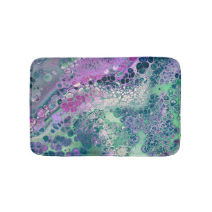 Mermaid Acrylic Pour, Cool Colourful Abstract Bath Mat