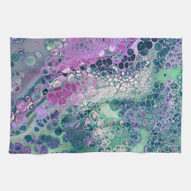 Mermaid Acrylic Pour, Cool Colourful Abstract Kitchen Towel (Horizontal)