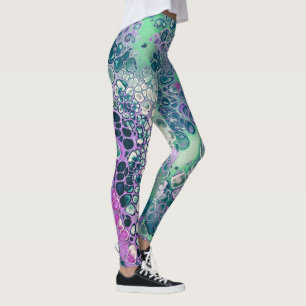 Mermaid Acrylic Pour, Cool Colourful Abstract Leggings