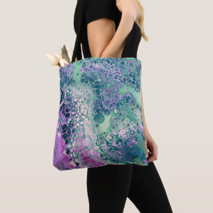 Mermaid Acrylic Pour, Cool Colourful Abstract Tote Bag