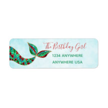 Mermaid address labels, Christmas, Birthday