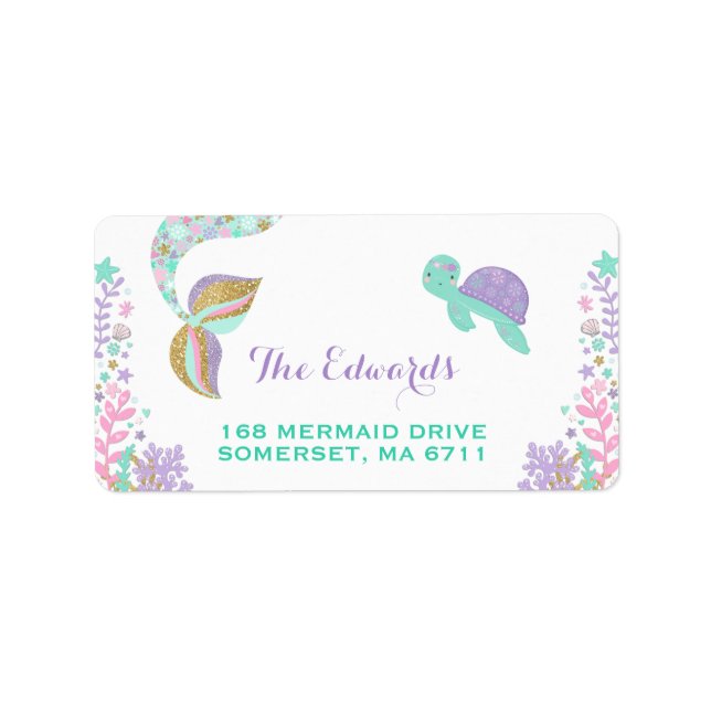 Mermaid Address Labels Magical Mermaid Party (Front)