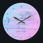 Mermaid Affirmation Ombre  Large Clock<br><div class="desc">Mermaid affirmation colourful ombre design wall clock that reads - Sky above,  earth below,  peace within.</div>