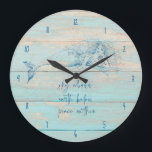 Mermaid Affirmation Rustic Beach Wood Coastal Large Clock<br><div class="desc">Bring the beach to your home with this rustic wood mermaid affirmation design wall clock that reads - Sky above,  earth below,  peace within.</div>