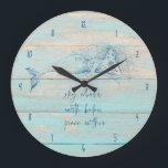 Mermaid Affirmation Rustic Beach Wood Coastal Large Clock<br><div class="desc">Bring the beach to your home with this rustic wood mermaid affirmation design wall clock that reads - Sky above,  earth below,  peace within.</div>