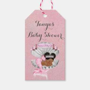 Mermaid African American Baby Pink Shell Pearls Gift Tags