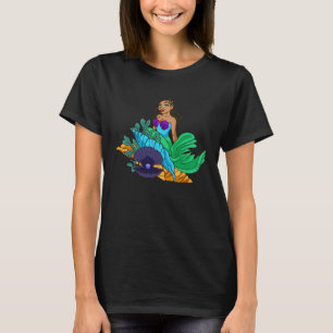 Mermaid African American With Braids Cute Gift For T-Shirt