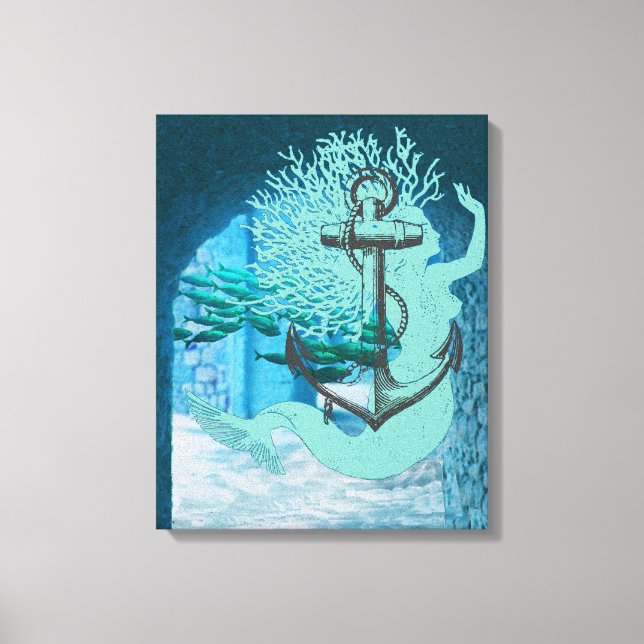 Mermaid And Anchor Canvas Art (Front)