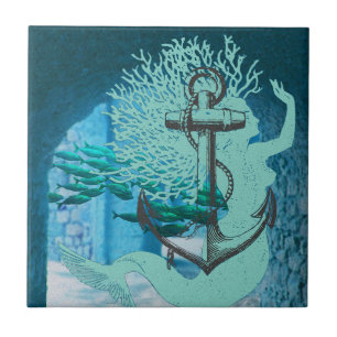 Mermaid and Anchor Tile