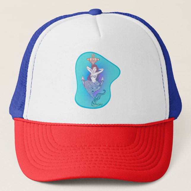 Mermaid and Anchor Trucker Hat (Front)