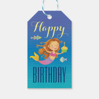 Mermaid and Cupcake Birthday Gift Tags