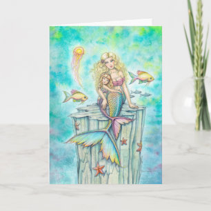 Mermaid and Daughter Fantasy Art by Molly Harrison Card