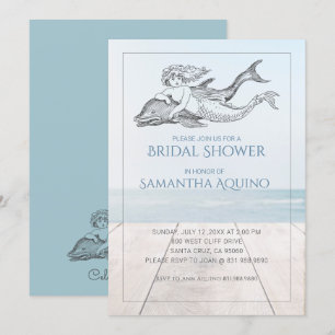 Mermaid And Dolphin Bridal Shower Invitation